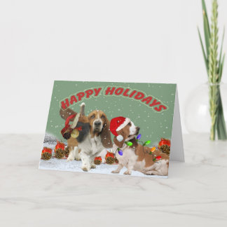 Pour Fêtes Annuelles Cartes de Noël Basset Ho Ho Ho
