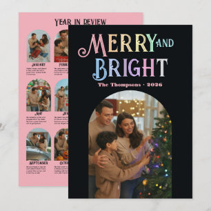 Pour Fêtes Annuelles Cartes de Noël "Bilan de l'année" en Pastel givré