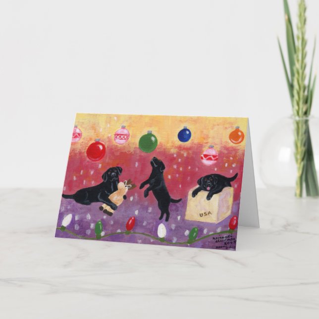 Pour Fêtes Annuelles Cartes de Noël Black Labrador (Devant)