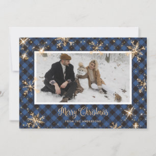 Pour Fêtes Annuelles Cartes de Noël Bleu Buffalo Plaid