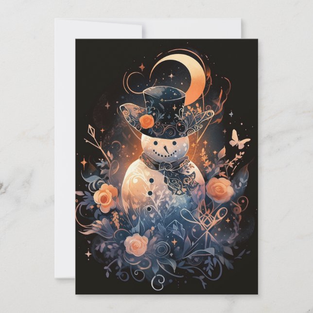 Pour Fêtes Annuelles Cartes de Noël Blue and Orange Snowman (Devant)