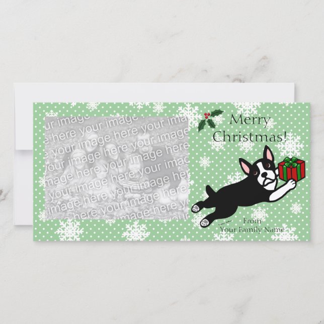 Pour Fêtes Annuelles Cartes de Noël Boston Terrier (Devant)
