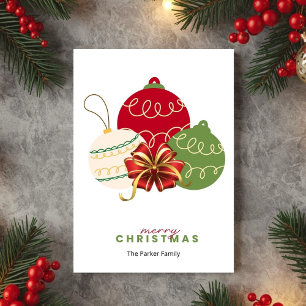 Pour Fêtes Annuelles Cartes de Noël Boules Rouge Vert Blanc