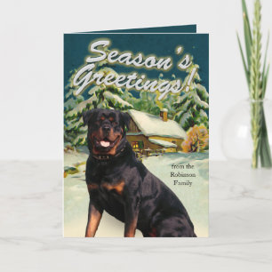 Pour Fêtes Annuelles Cartes de Noël Cabine de neige Rottweiler