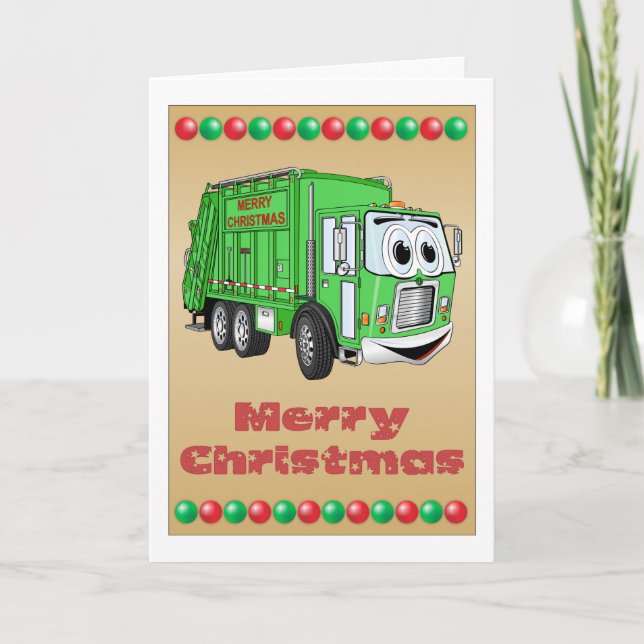 Pour Fêtes Annuelles Cartes de Noël Carton de camion à ordures (Devant)