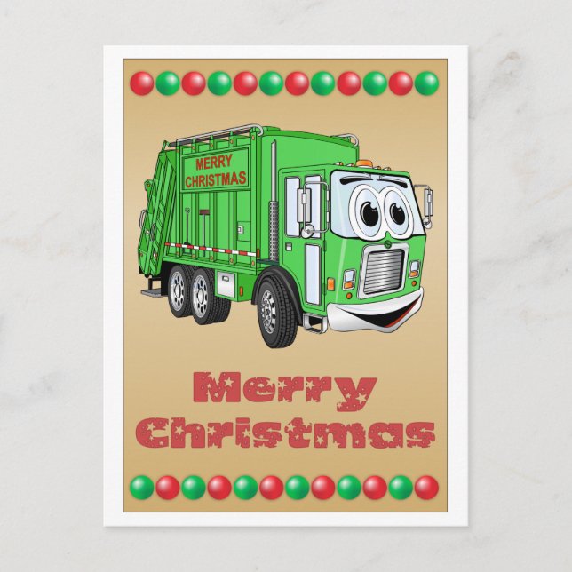 Pour Fêtes Annuelles Cartes de Noël Carton de camion à ordures (Devant)