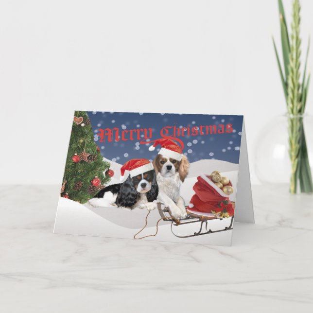 Pour Fêtes Annuelles Cartes de Noël Cavalier King Charles Spaniel (Devant)