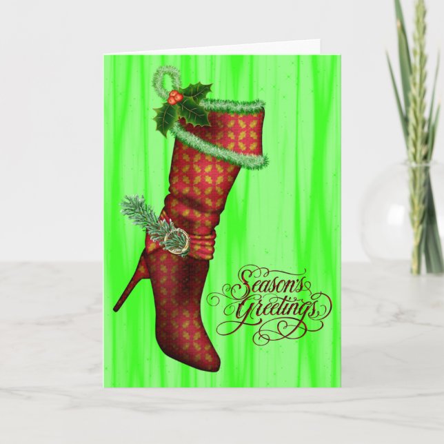 Pour Fêtes Annuelles Cartes de Noël Chic Red Stocking (Devant)