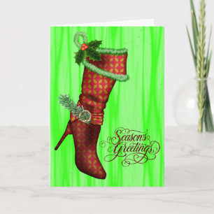 Pour Fêtes Annuelles Cartes de Noël Chic Red Stocking