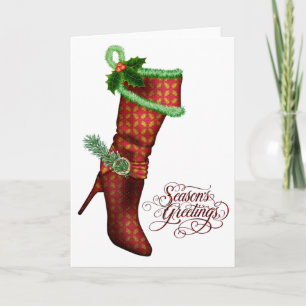 Pour Fêtes Annuelles Cartes de Noël Chic Red Stocking