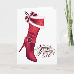 Pour Fêtes Annuelles Cartes de Noël Chic Red Stocking
