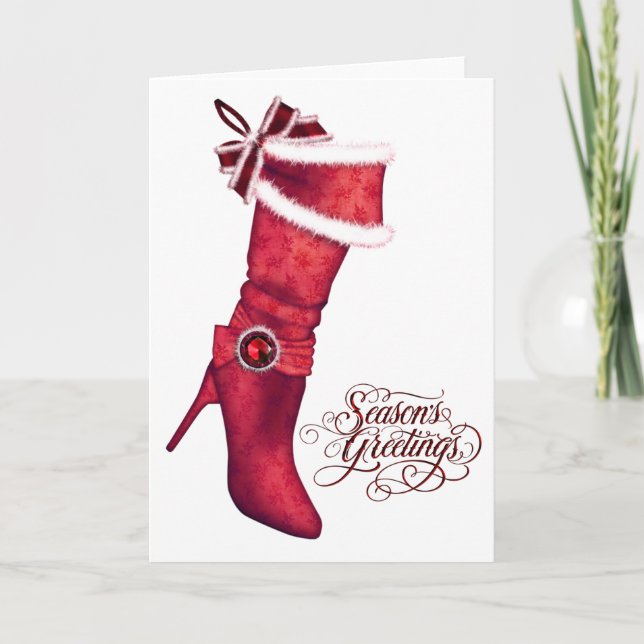 Pour Fêtes Annuelles Cartes de Noël Chics Bas Rouge (Devant)