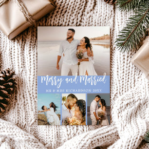 Pour Fêtes Annuelles Cartes de Noël Collage Photo Bleu Poussiéreux Joye