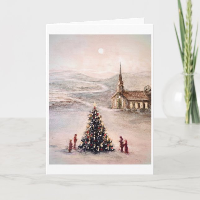 Pour Fêtes Annuelles Cartes de Noël Country Mountain avec bordure blanc (Devant)
