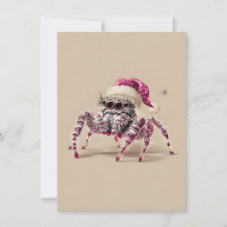 Pour Fêtes Annuelles Cartes de Noël d'araignée sauteuse portant un chap