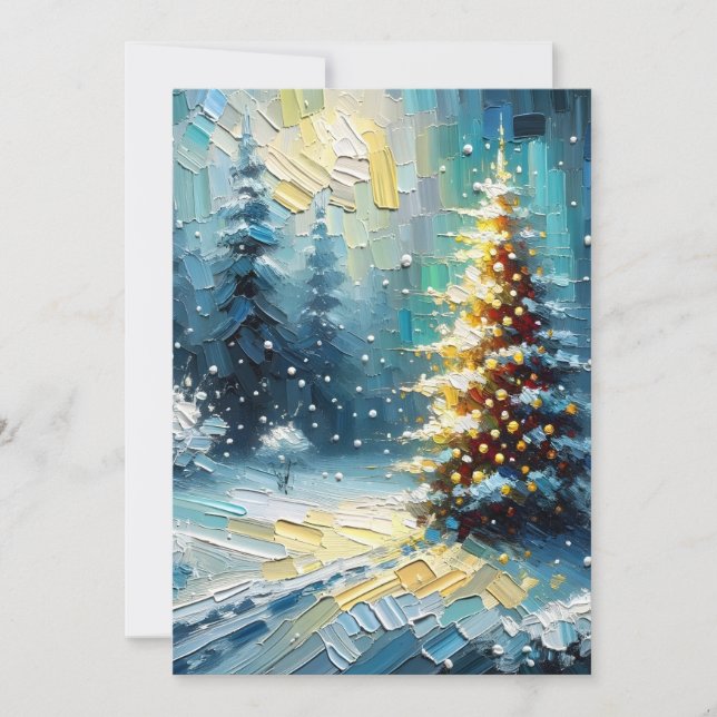Pour Fêtes Annuelles Cartes de Noël d'arbre de Noël de peinture à l'hui (Devant)