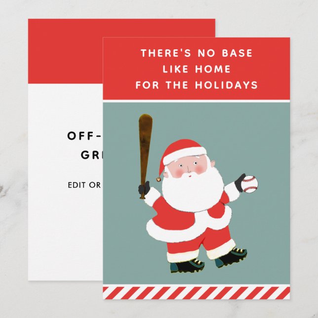 Pour Fêtes Annuelles Cartes de Noël de baseball (Devant / Derrière)