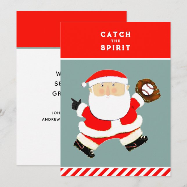 Pour Fêtes Annuelles Cartes de Noël de baseball (Devant / Derrière)