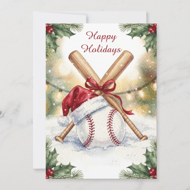 Pour Fêtes Annuelles Cartes de Noël de baseball de vacances (Devant)