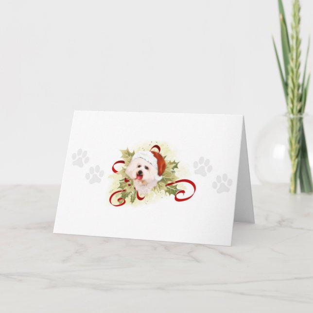 Pour Fêtes Annuelles Cartes de Noël de Bichon Frise (Devant)