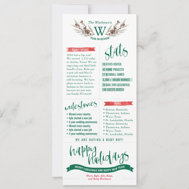 Pour Fêtes Annuelles Cartes de Noël de Bilan de l'Année avec Photos (Devant)