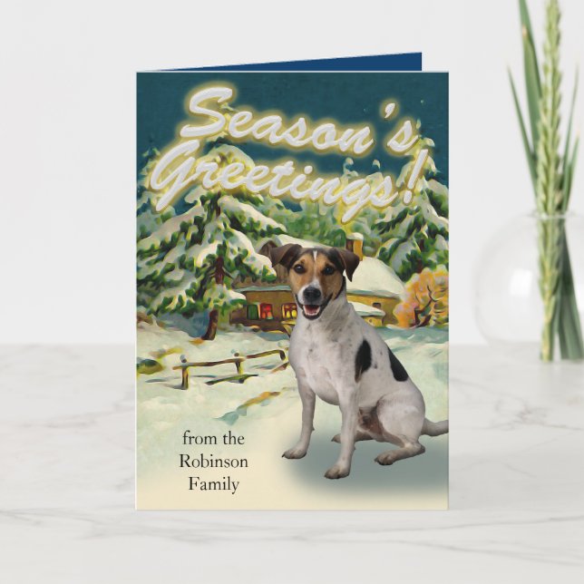 Pour Fêtes Annuelles Cartes de Noël de cabine de neige de Jack Russell (Devant)