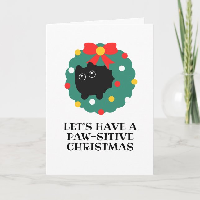Pour Fêtes Annuelles cartes de noël de chat noir (Devant)