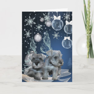 Pour Fêtes Annuelles Cartes de Noël de chiots Schnauzer bleus