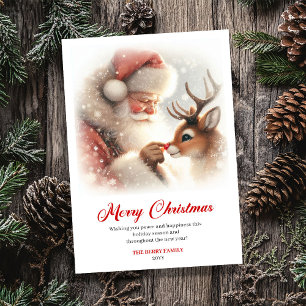 Pour Fêtes Annuelles Cartes de Noël de dessin animé de Père Noël Rudolp