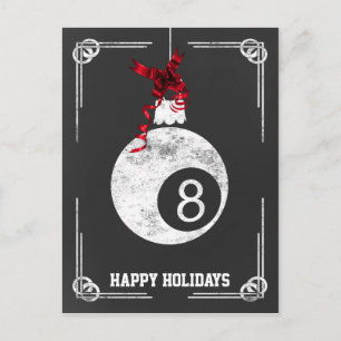 Pour Fêtes Annuelles Cartes de Noël de joueur de billard sur tableau no