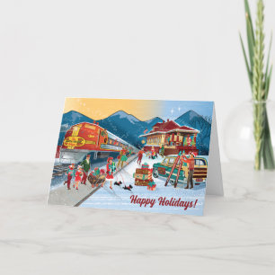 Pour Fêtes Annuelles Cartes de Noël de la gare vintage