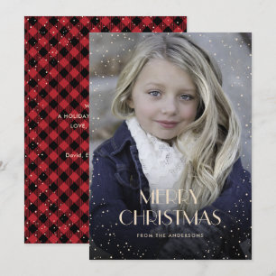 Pour Fêtes Annuelles Cartes de Noël de la neige rouge Plaid