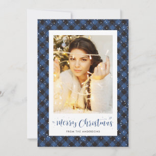 Pour Fêtes Annuelles Cartes de Noël de la photo de neige de Buffle Bleu