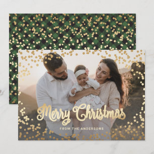 Pour Fêtes Annuelles Cartes de Noël de la photo Green Plaid Gold