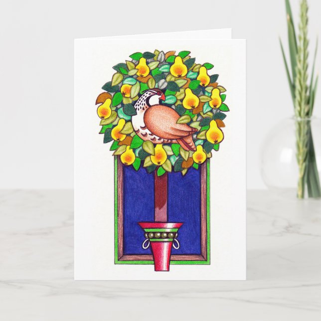 Pour Fêtes Annuelles Cartes de Noël de perdrix et de poires (Devant)