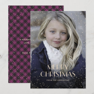 Pour Fêtes Annuelles Cartes de Noël de photos de neige pourpre