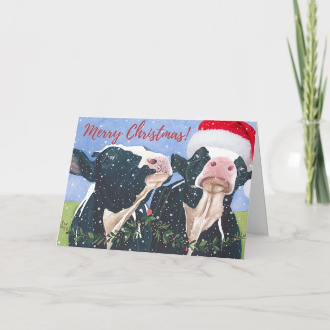 Pour Fêtes Annuelles Cartes de Noël de vache (Devant)