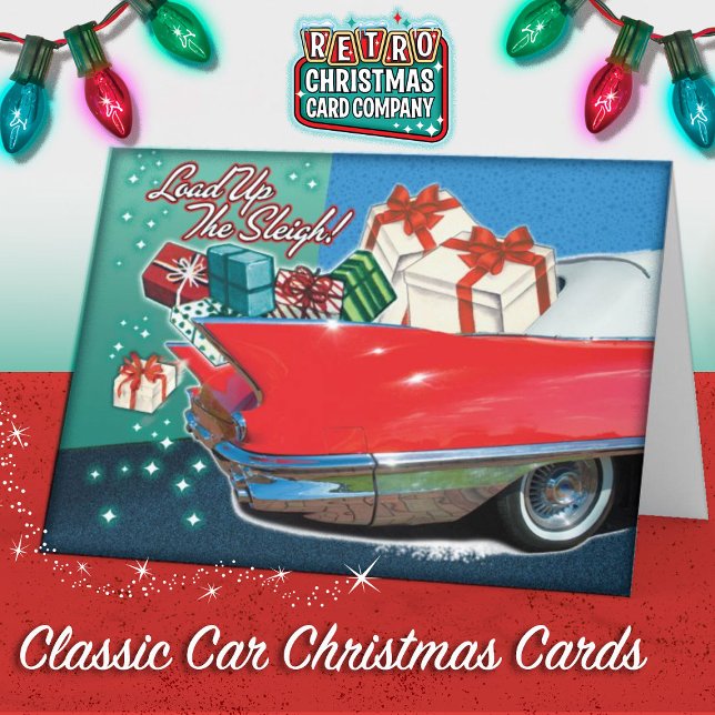 Pour Fêtes Annuelles Cartes de Noël de voiture classique (Classic Car Retro Christmas Cards)