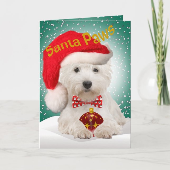 Pour Fêtes Annuelles Cartes de Noël de Westie Père Noël (Devant)