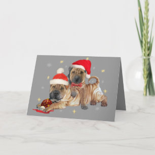 Pour Fêtes Annuelles Cartes de Noël des frères Shar-pei