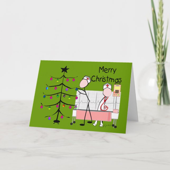 Pour Fêtes Annuelles Cartes de Noël des infirmières "Joyeux Noël" (Devant)