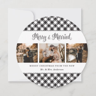 Pour Fêtes Annuelles Cartes de Noël des jeunes mariés en noir et blanc