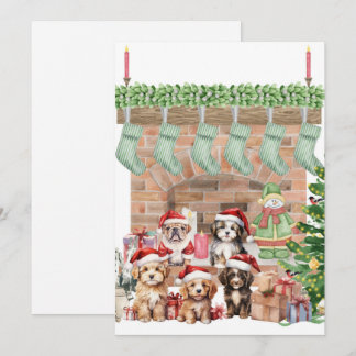 Pour Fêtes Annuelles Cartes de Noël des mignonnes chiots