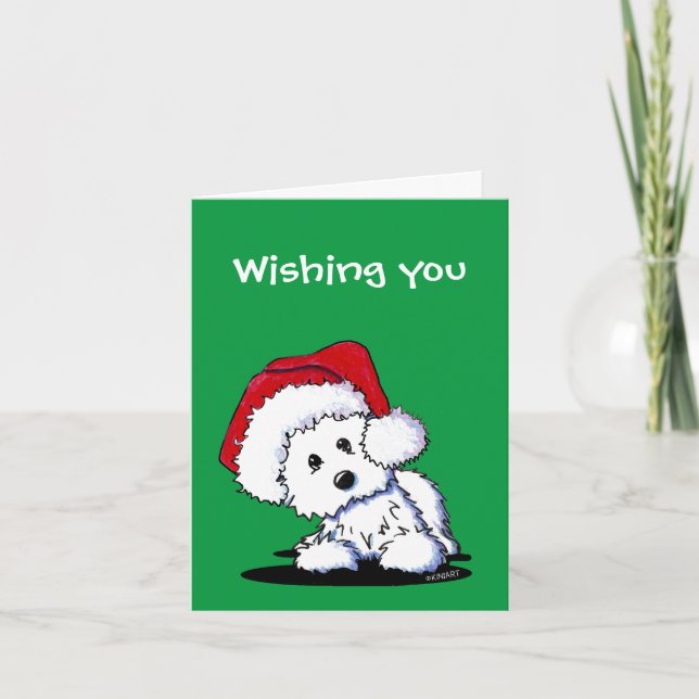 Pour Fêtes Annuelles Cartes de Noël des Westie Dog de KiniArt Père Noël (Devant)