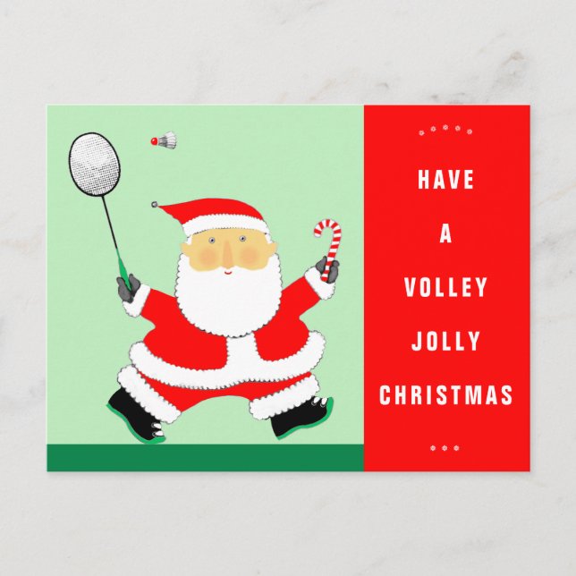 Pour Fêtes Annuelles Cartes de Noël drôles de badminton (Devant)