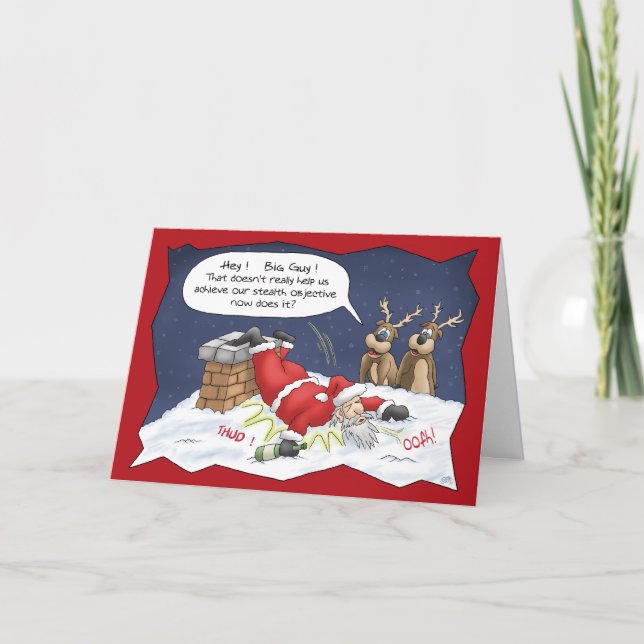 Pour Fêtes Annuelles Cartes de Noël drôles : Objectif de discrétion (Devant)