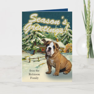 Pour Fêtes Annuelles Cartes de Noël du Cabine de neige Bulldog anglais