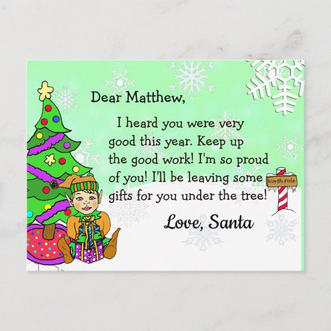 Pour Fêtes Annuelles Cartes de Noël du Père Noël : Elfe blonde des Fête (Devant)