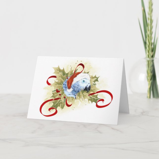 Pour Fêtes Annuelles Cartes de Noël du perroquet gris d'Afrique (Devant)