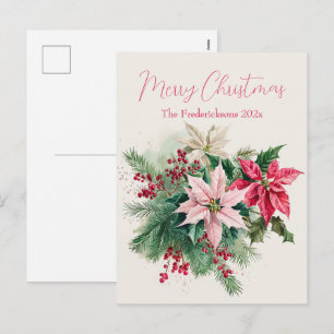 Pour Fêtes Annuelles Cartes de Noël élégantes aux poinsettias roses